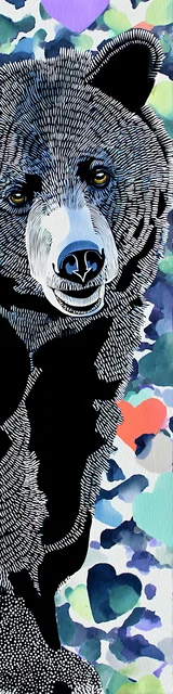 Free bear bookmarks for adults featuring a black bear with a blue background